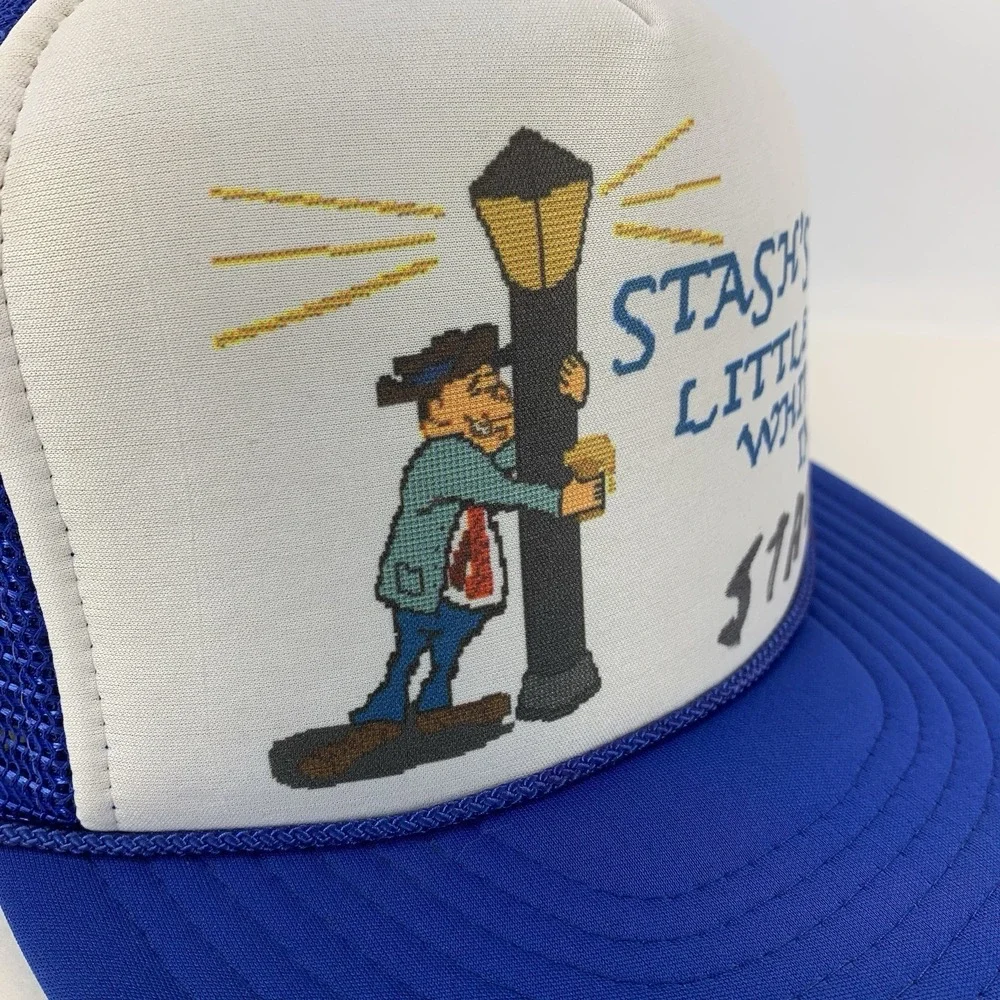 Stash's Little White Inn Hat Blue Mesh Snapback Trucker Cap Wisconsin Vintage